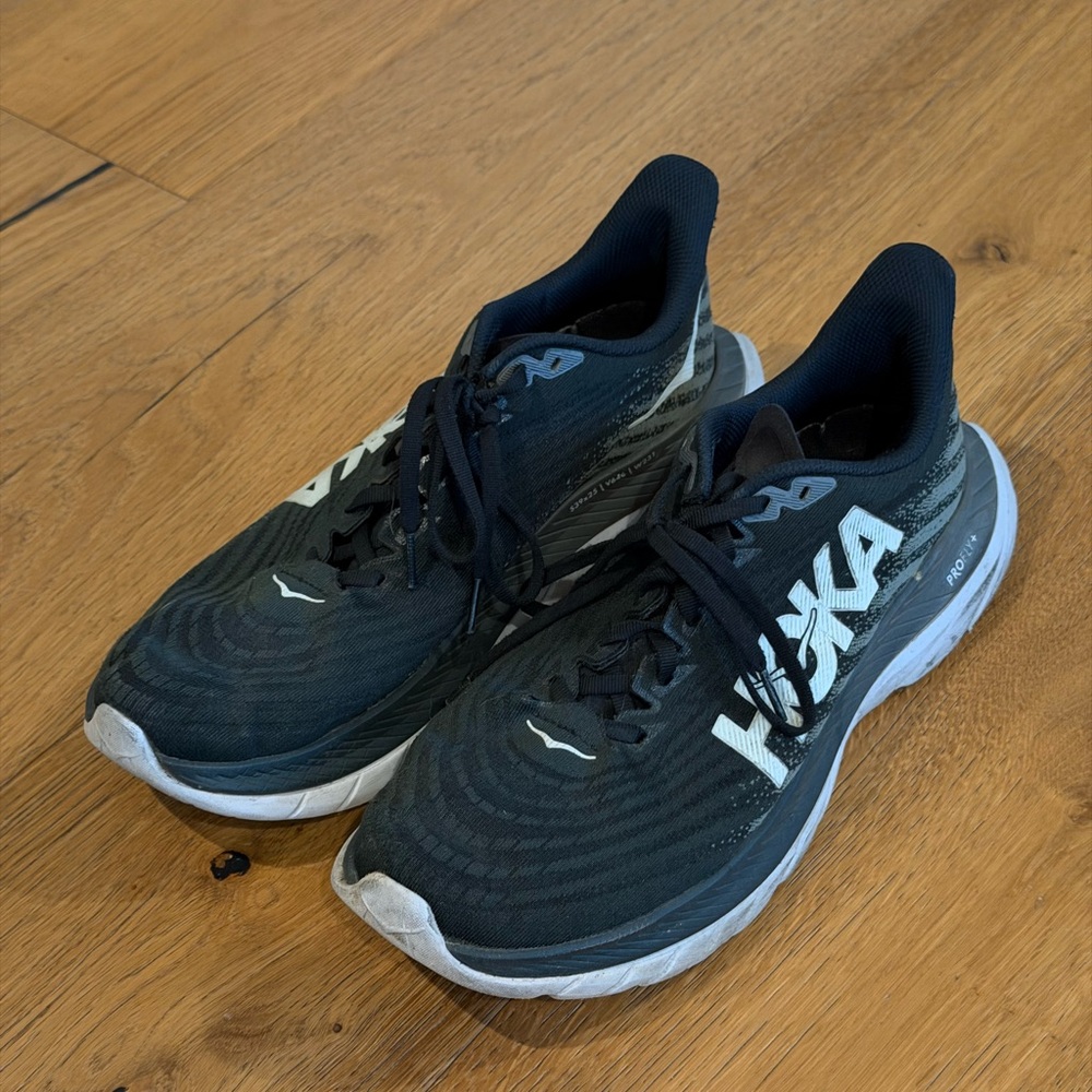 Hoka Black and White Athletic Running Shoes
